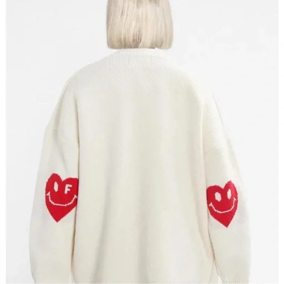 Graver of Anaheim Unisex Elbow Heart Smile Cardigan Sweater - Picture 2 of 6